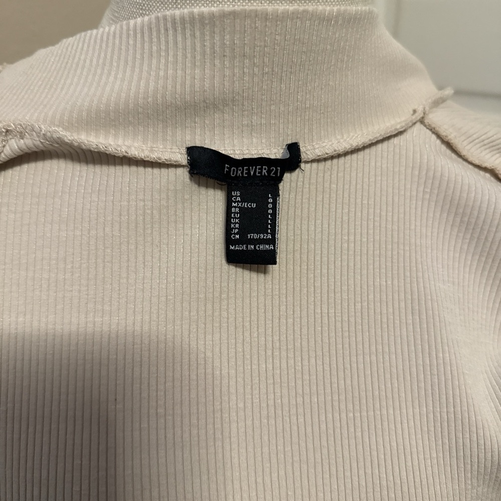 Forever 21 Cream Ribbed Zip Jacket - Picture 3 of 3